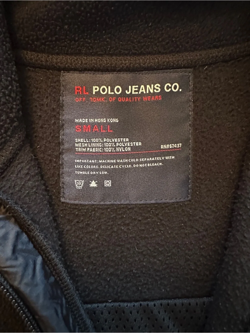 RL Polo Jeans Co Utility Fleece Vest Y2K Gorpcore Outdoor Black Small Vintage